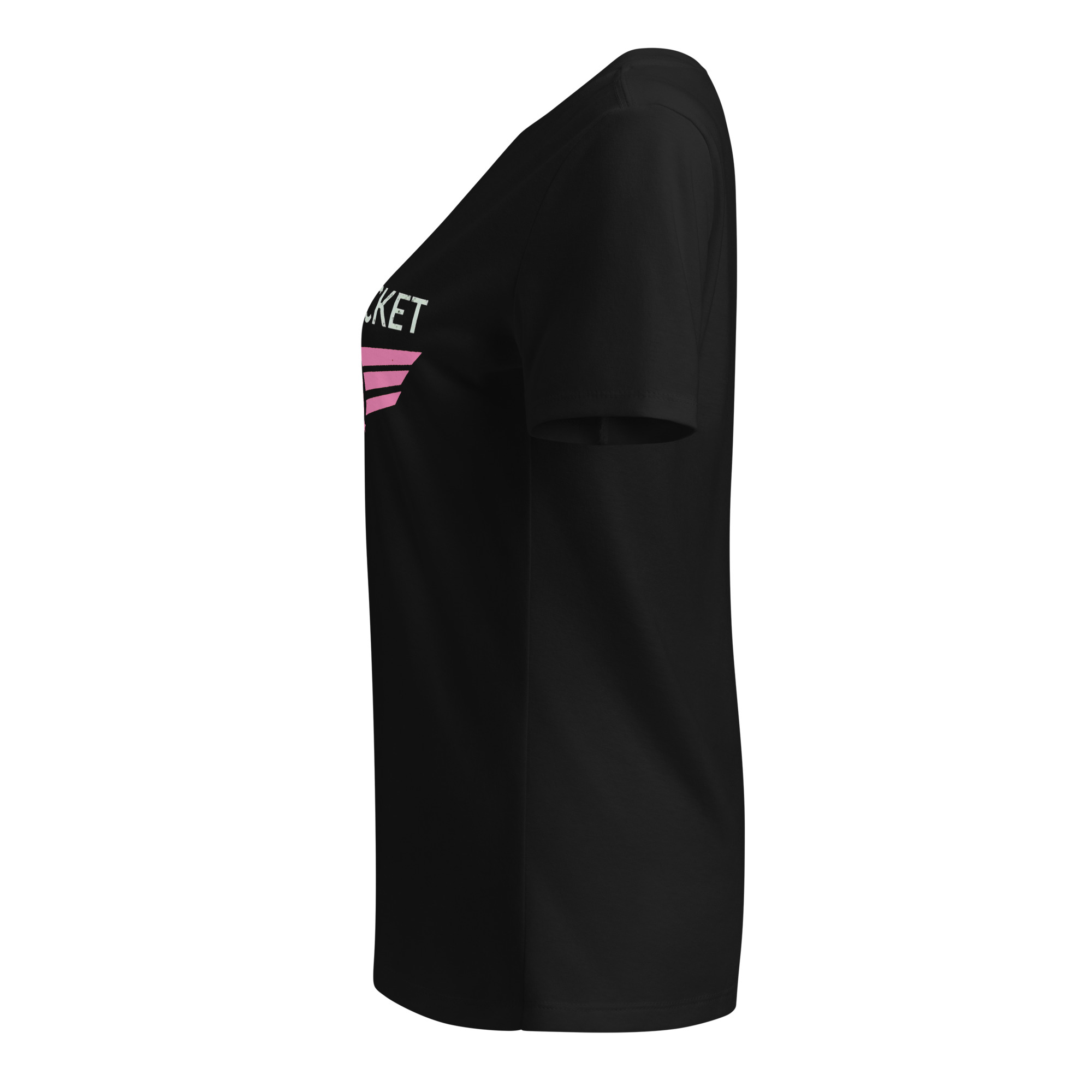 Women’s relaxed v-neck t-shirt Pink Logos - Image 3